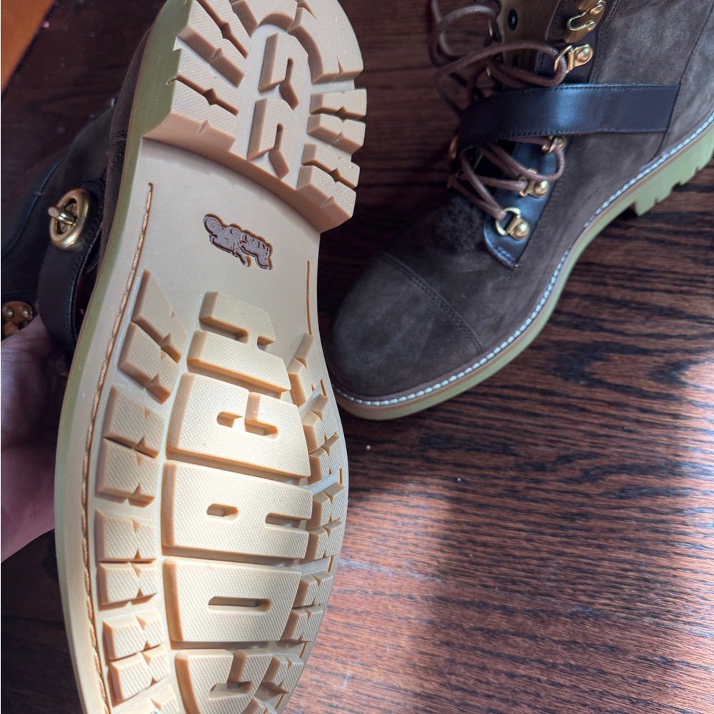 Coach Dark Brown Men's Boots with Tan Accents - Picture 4 of 5